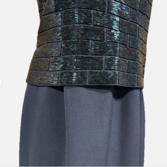 DAYMOR Couture Column Gown w/ Jacket Mother of Bride/Groom Blue Beaded Size 10 - Picture 10 of 16